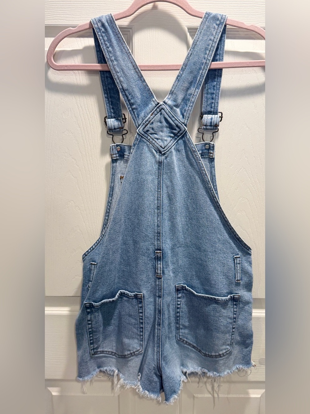 Wild Fable Denim Overall Shorts Size Small Light Wash Distressed Y2K Shortalls - Picture 7 of 8
